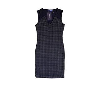 RACHEL ROY STRETCH, Y2K BLACK, 70s GOLD BEADED BODYTIGHT MINI DRESS, SMALL
